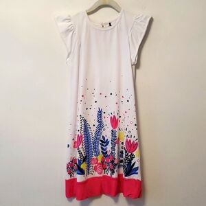 Deux Par Deux Girls Floral Print Dress sz 10